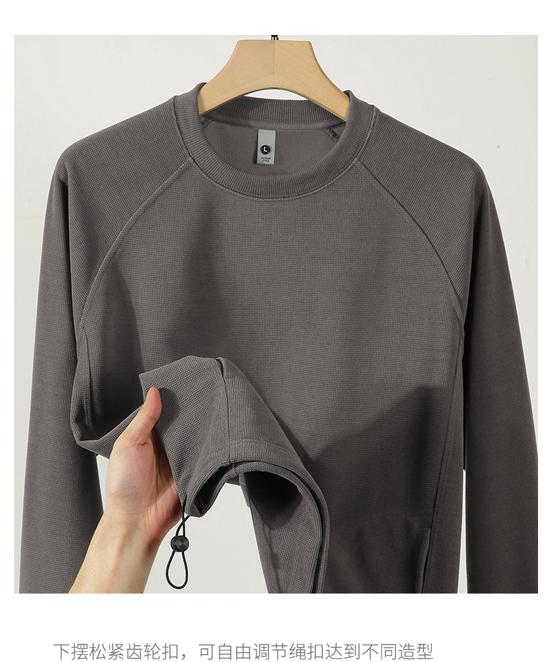 登爵男装日系格子插肩袖圆领套头卫衣男情侣宽松束口插袋潮牌上衣