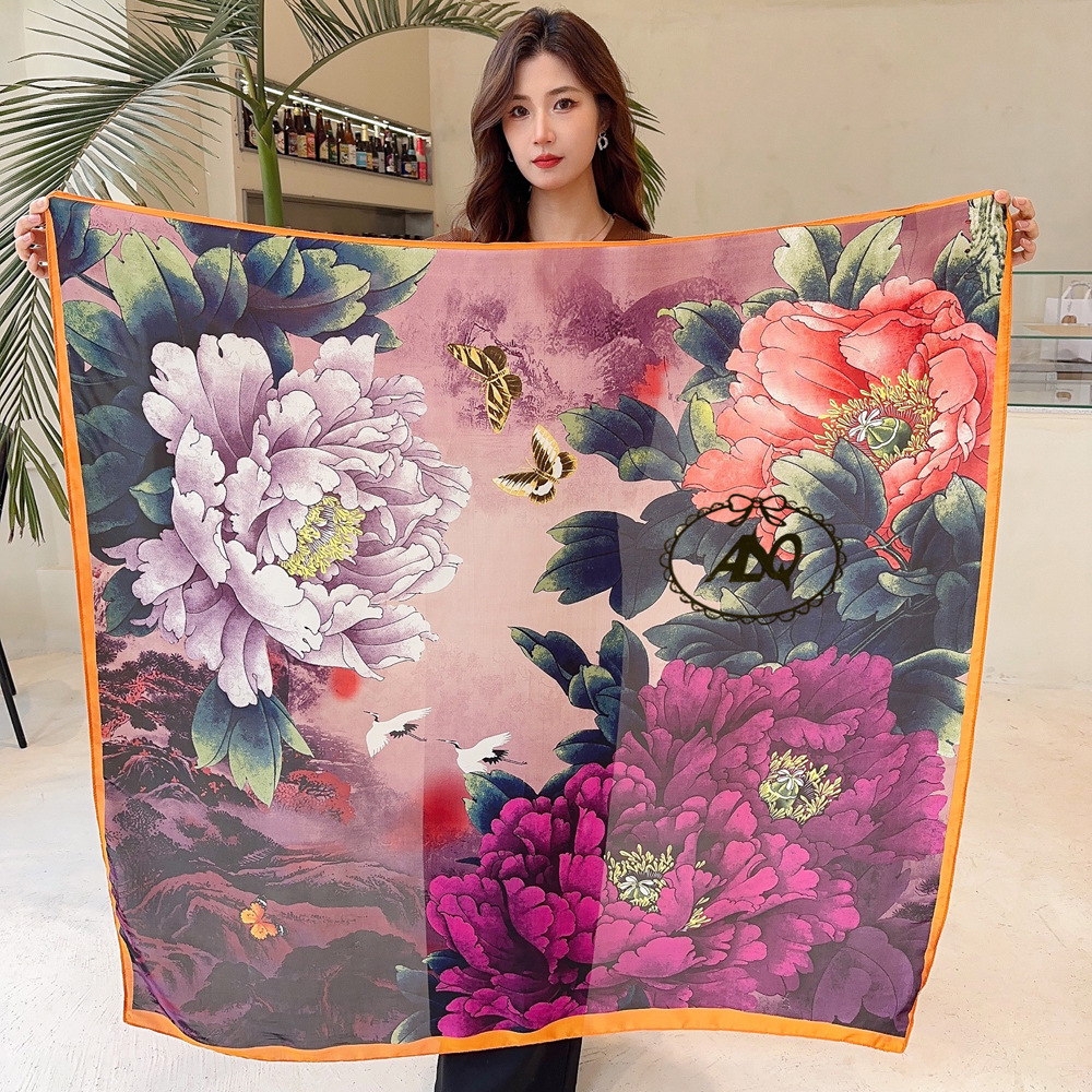 Silk Scarf, Kerchief Classification Holiday, Daily Occasion Women's Elegant Basic Lady Animal Camry Brocade Printing Silk Scarves