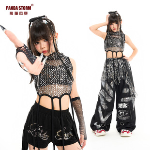 亮片装饰儿童舞蹈服_2026夏款演出服