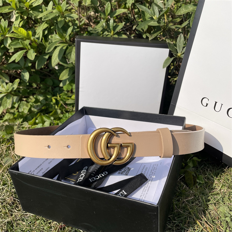 Gucci GG Marmont Belt Beige Leather
