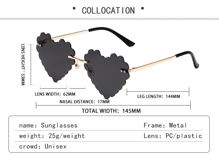 60g Weight Frameless Glasses Structure Sunglasses Classification PC, UV400 Protection, Tinted Lenses Lens Material Special-Shaped Mirror Glasses Style Outdoor, Travel, Beach Occasion Heart Shape Pattern All Seasons Season Women's Gender Novelty, Classic Style Style Novelty Classic Style Heart Shape PC UV400 Protection Tinted Lenses Special-Shaped Mirror Frameless Women's Sunglasses 4