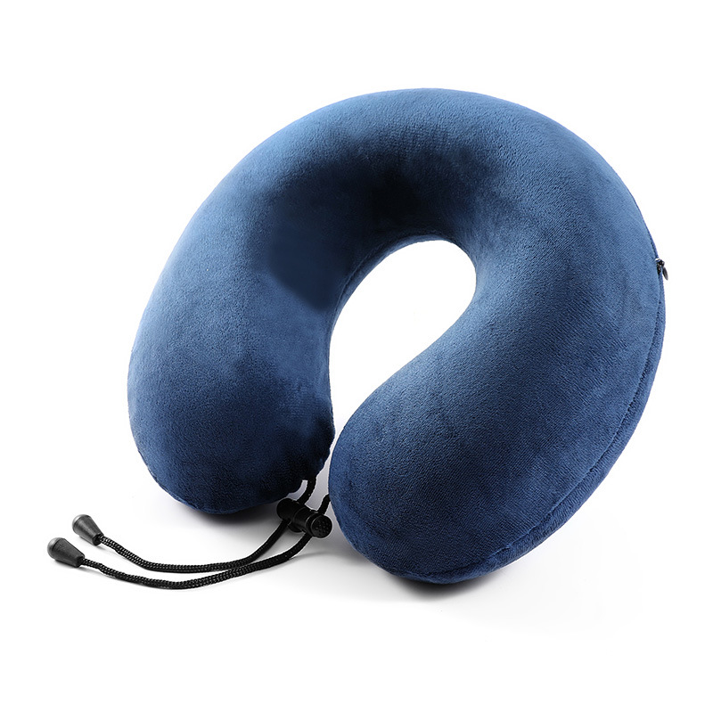Almohada en forma de U de tela súper suave de cristal azul marino