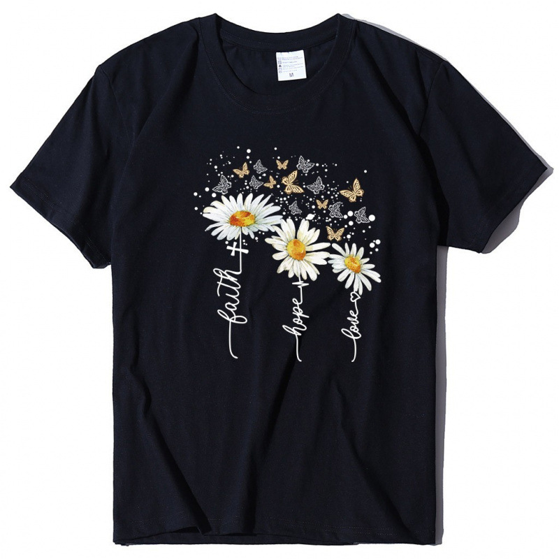 summer cotton T-shirt with a round collar