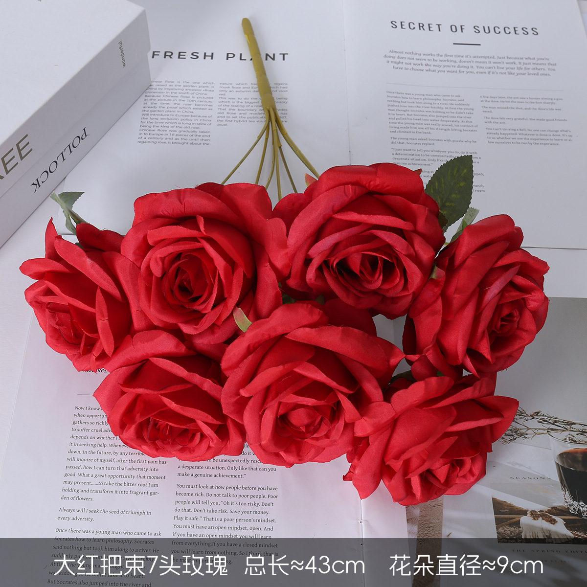 Simulación de 7 flores falsas de rosa princesa escritorio sala de estar DIY decoración de la habitación de bodas de mano accesorios de fotografía de flores