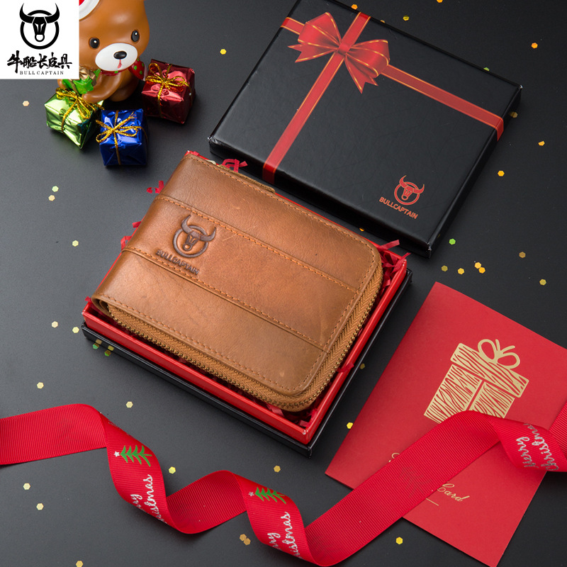 Capitán Niu cuero corto horizontal primera capa billetera de piel de vaca casual Cambio de licencia de conducir cartera ranura para tarjeta multifuncional