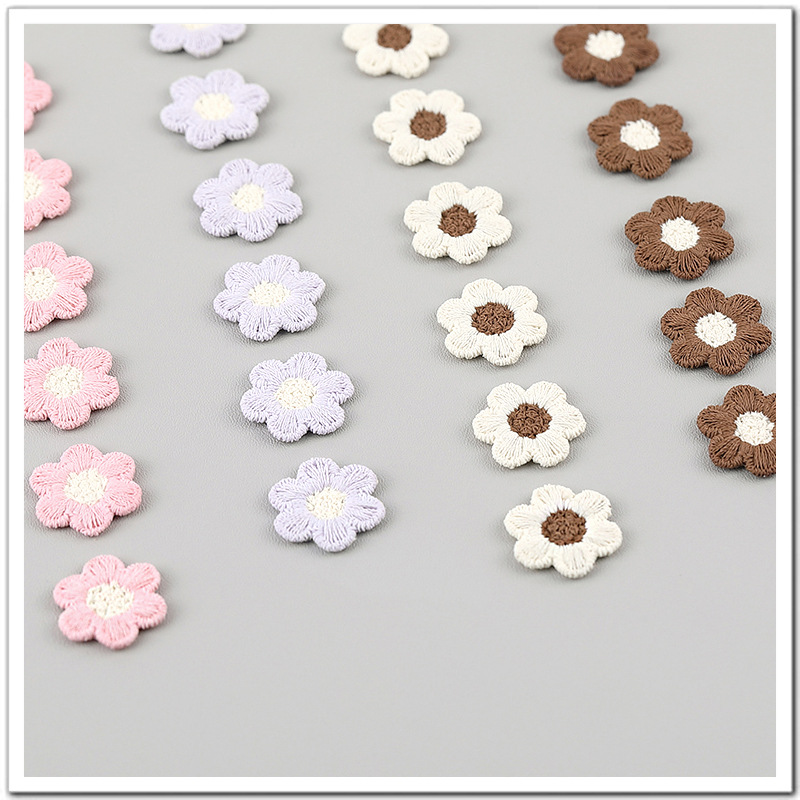 哑光消光线刺绣太阳花朵贴片发饰材料衣服牛仔裤子钩拖鞋装饰布贴