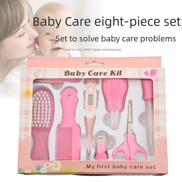 Newborn Care Set Nasal Aspirator Feeding Medicine Baby Nail Scissors 8-Piece Set Baby Nail Clippers Nail Scissors