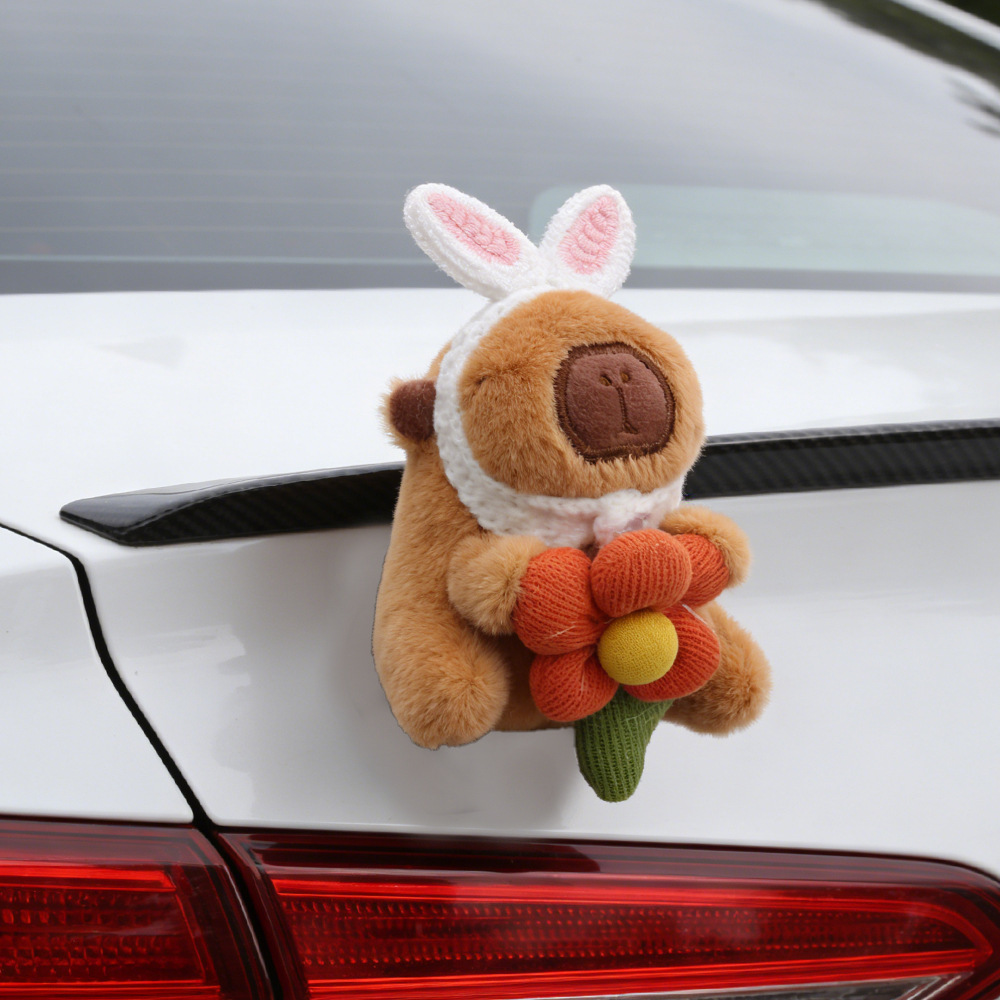 Aplicable para Tesla accesorios de cola de automóviles muñecas pegatinas de automóviles de muñecas Capibara clips muñecas accesorios de automóviles exteriores