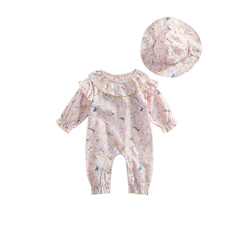 2022 estilo coreano bebé niñas bebé floral largo escalada mono ins recién nacido bebé con capucha mameluco moda