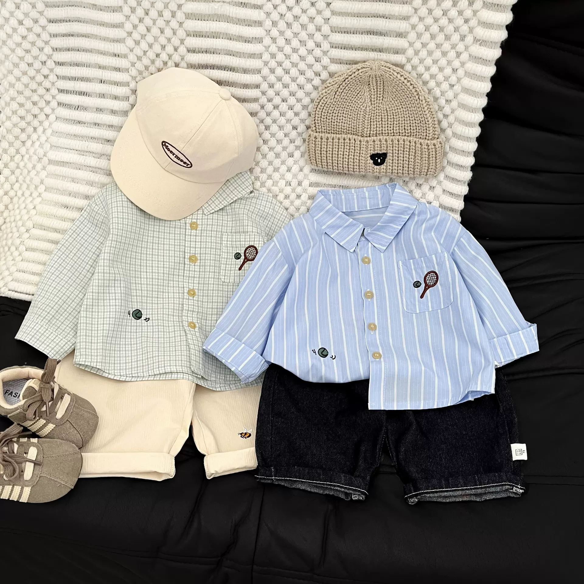 男童秋季帅气衬衫婴儿洋气条纹polo领休闲衬衣春秋季宝宝百搭衣服