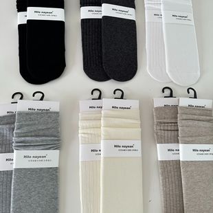 nayean Nanye Japanese and Korean style vertical stripes covered boneless colored spinning mi * u series mid-calf all-match women's socks