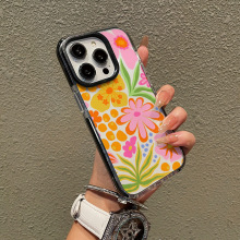 北美站榜单油画风花卉适用苹果15/14透明tpu防摔保护套工厂直销