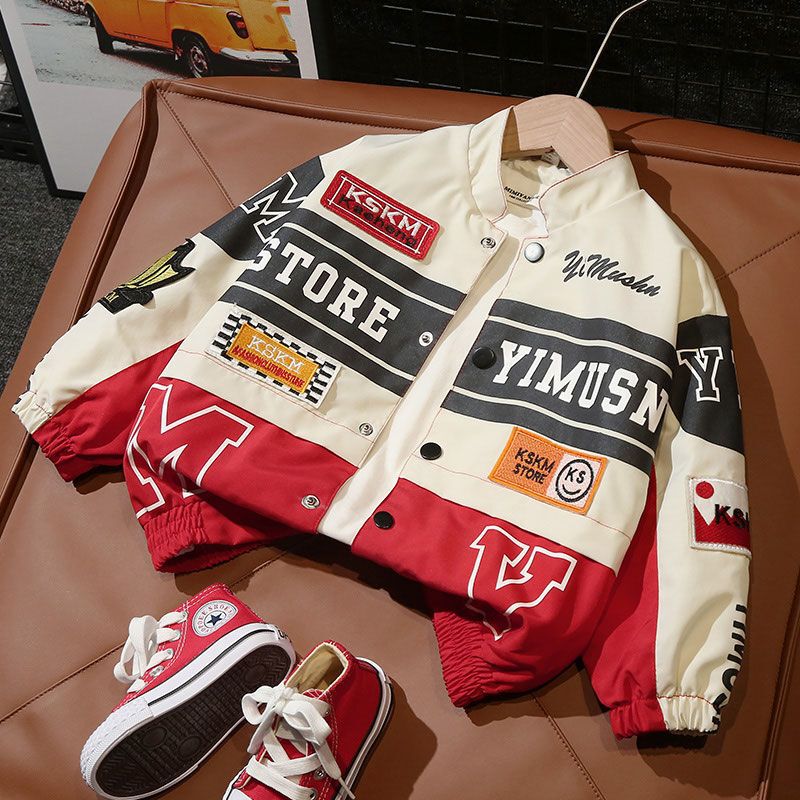 Boy's Biker Coat Spring and Autumn 2025 New Handsome Children's Collar Jacket Baby's Spring Clothing Children's Clothing Trendy
