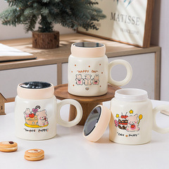 卡通馬克杯陶瓷家用喝水杯可愛學生鏡面杯子情侶辦公杯大容量水杯