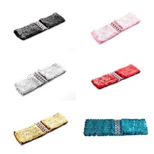 欧美风格亮片松紧腰带女士对扣腰带镜面亮片腰带时尚款腰带厂家