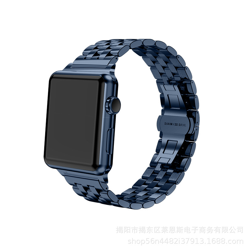 Aplicable a Apple Watch Samsung S1 Huawei nueva correa de reloj inteligente de acero inoxidable de metal de cinco cuentas