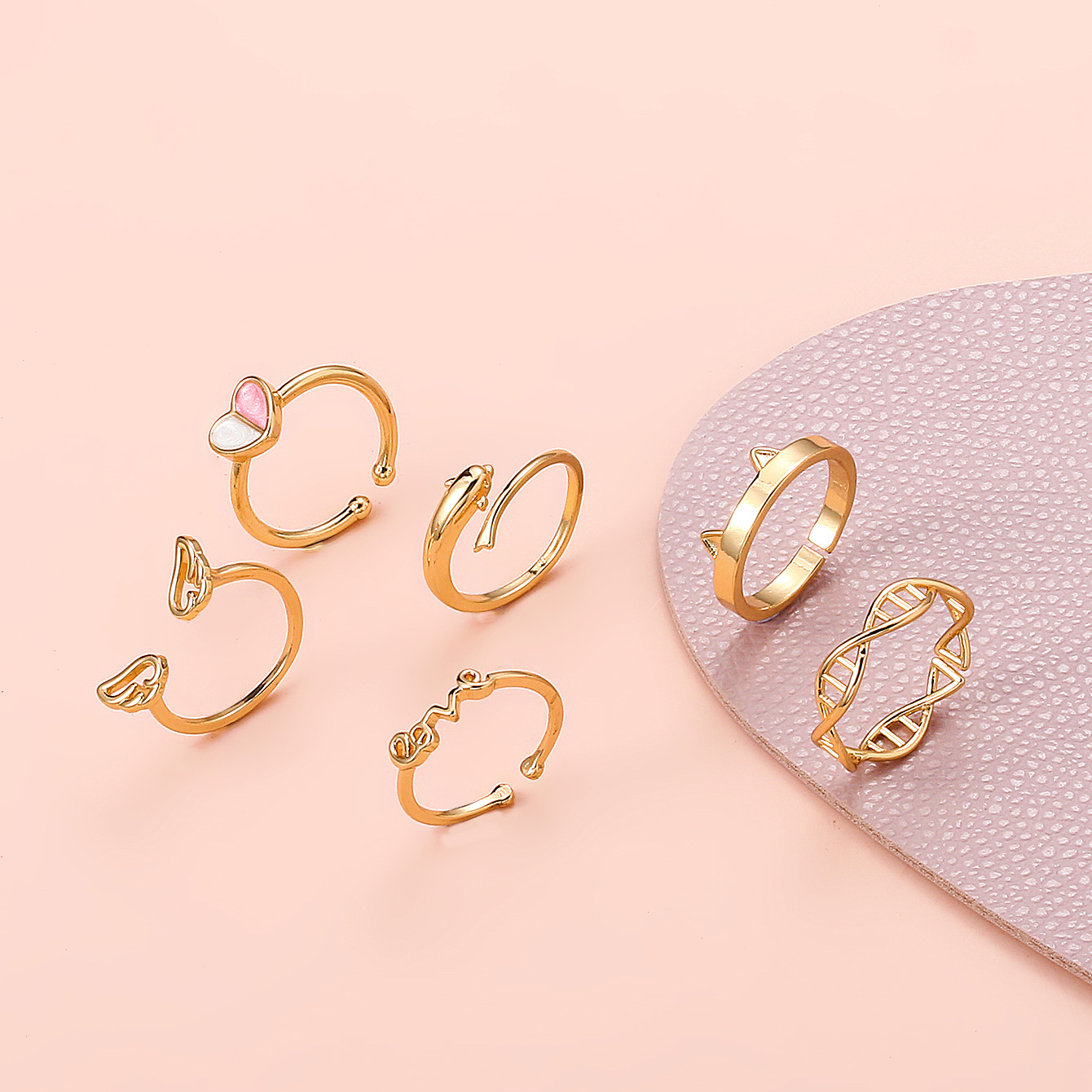 Wedding, Travel Occasion Heart Pattern Heart Shaped Open Female Fashion Butterfly Knuckle Copper Foot Ring 6-piece