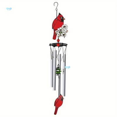 1pc Cardinal Wind Chimes Hanging Red Bird Metal Wind Chimes