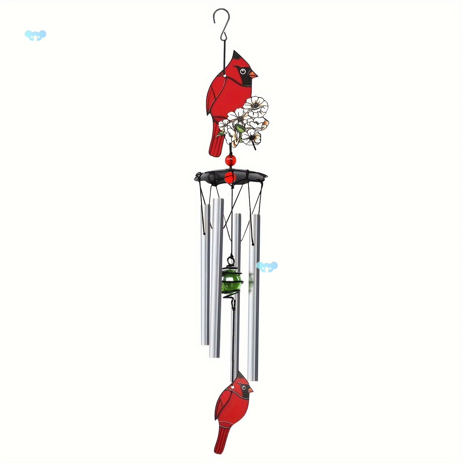1pc Cardinal Wind Chimes Hanging Red Bird Metal Wind Chimes