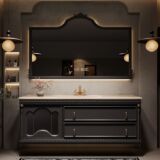 Французский ретро шкаф для ванной комнаты, керамический встроенный умывальник, шкаф для умывальника, комбинированная ванная комната, шифер, умывальник для рук, ванная комната