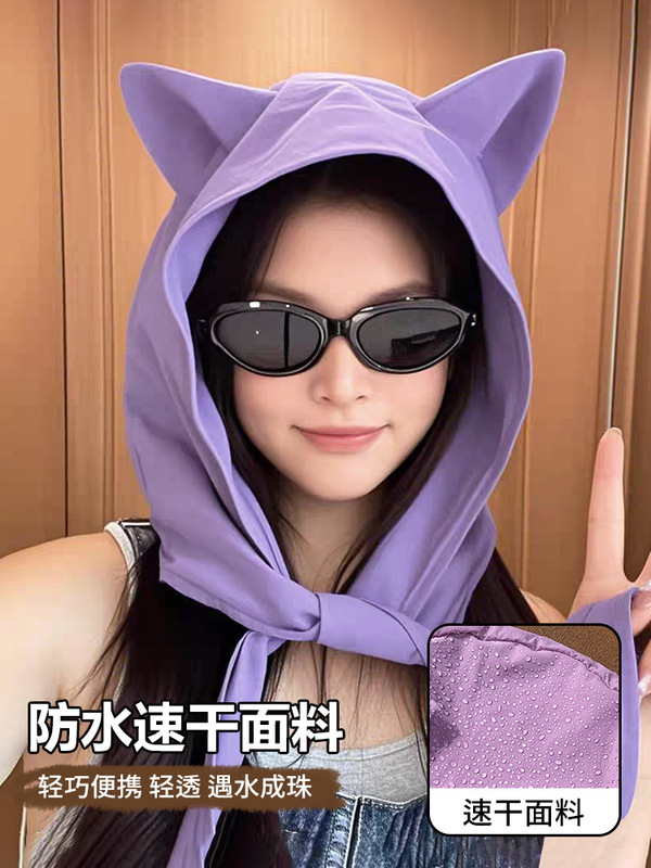 帽子 レディース 夏旅行 速乾 薄手 つば帽子 和風 かわいい耳 日よけ 日焼け止め 漁師プルオーバー帽子|undefined