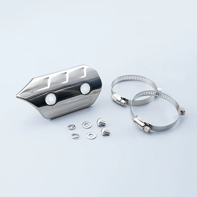 Motorcycle Modified Exhaust Pipe Anti-Scald Cover Scorpion Sc Stainless Steel Universal High-Temperature Resistant Heat Insulation Protective Cover Shell Cover (Motorcycle exhaust pipe) - stainless-steel-anti-scald-guard-silver-irregular-shape