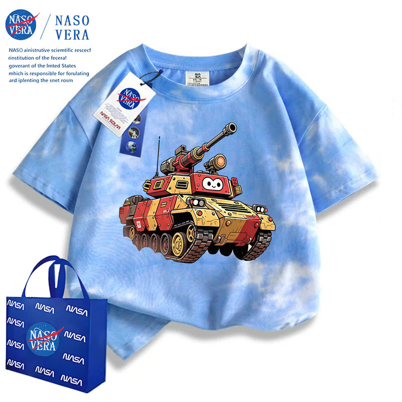 NASA tie-dye stylish tank top for older children, short-sleeved summer cartoon breathable top, unisex round-neck T-shirt NASA tie-dye stylish tank top for older children, short-sleeved summer cartoon breathable top, unisex round-neck T-shirt