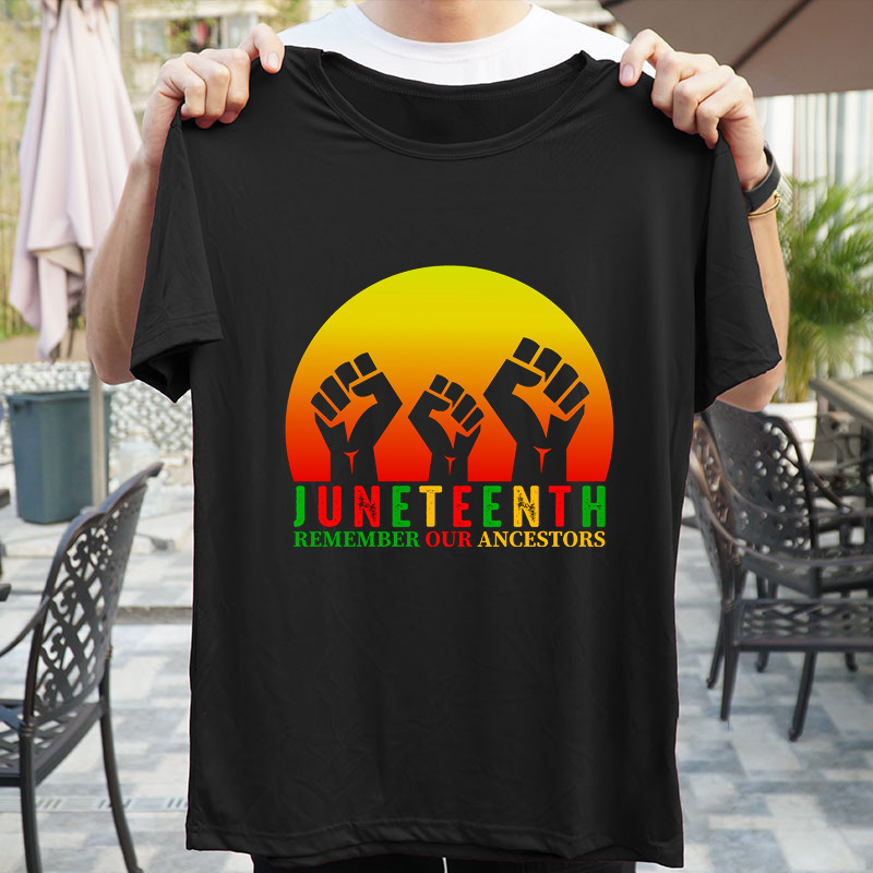 2026 Juneteenth Print Black History Day Cross-Border June Festival Short-Sleeve T-Shirt Top Print