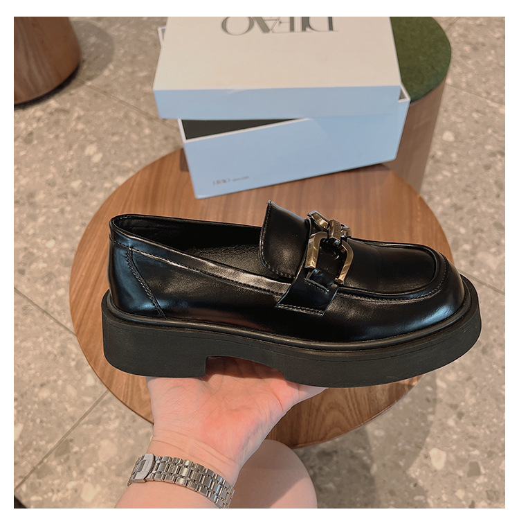 Pferdetitel Schnalle Dicke Sohle Lefu Schuhe Damen Retro Vielseitige kleine Lederschuhe Neuer britischer Stil JK Einzelschuhe_voghion.com