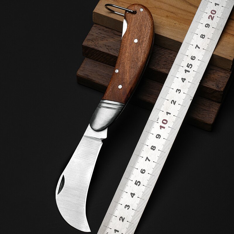 厂家直供木柄小刀 户外多功能刀 野外露营便携削皮刀家用水果刀