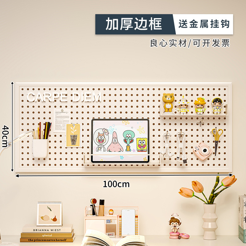 Tocador, estante, mesa de maquillaje de dormitorio integrada, combinación de tablero de agujeros y agujeros 2025 nuevo estante de almacenamiento de escritorio de lujo ligero