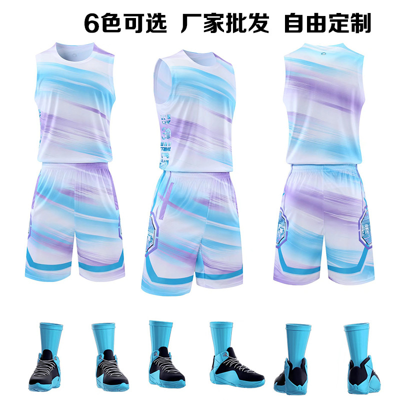 Fast wholesale breathable basketball clothes competition training clothes children's clothes summer student Jersey basketball clothes suit men and women