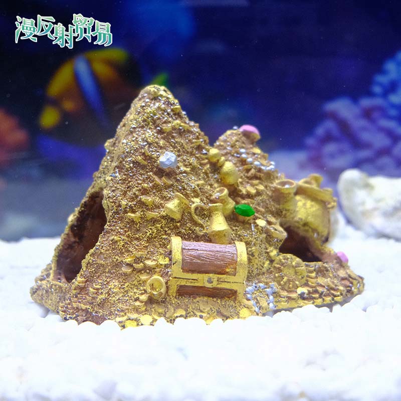 Caja del tesoro, decoración de pecera, decoración de dibujos animados, pescado y camarones, casa de refugio, paisaje de pecera, casa de piña, cueva de refugio, Jinshan Baoshan