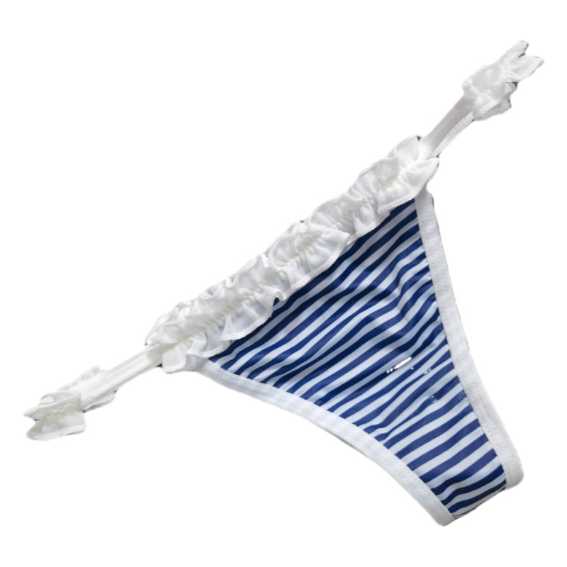 Japonés chica azul y blanco rayas ropa interior mujeres Navy estilo gasa Lolita lindo Tanga mujeres