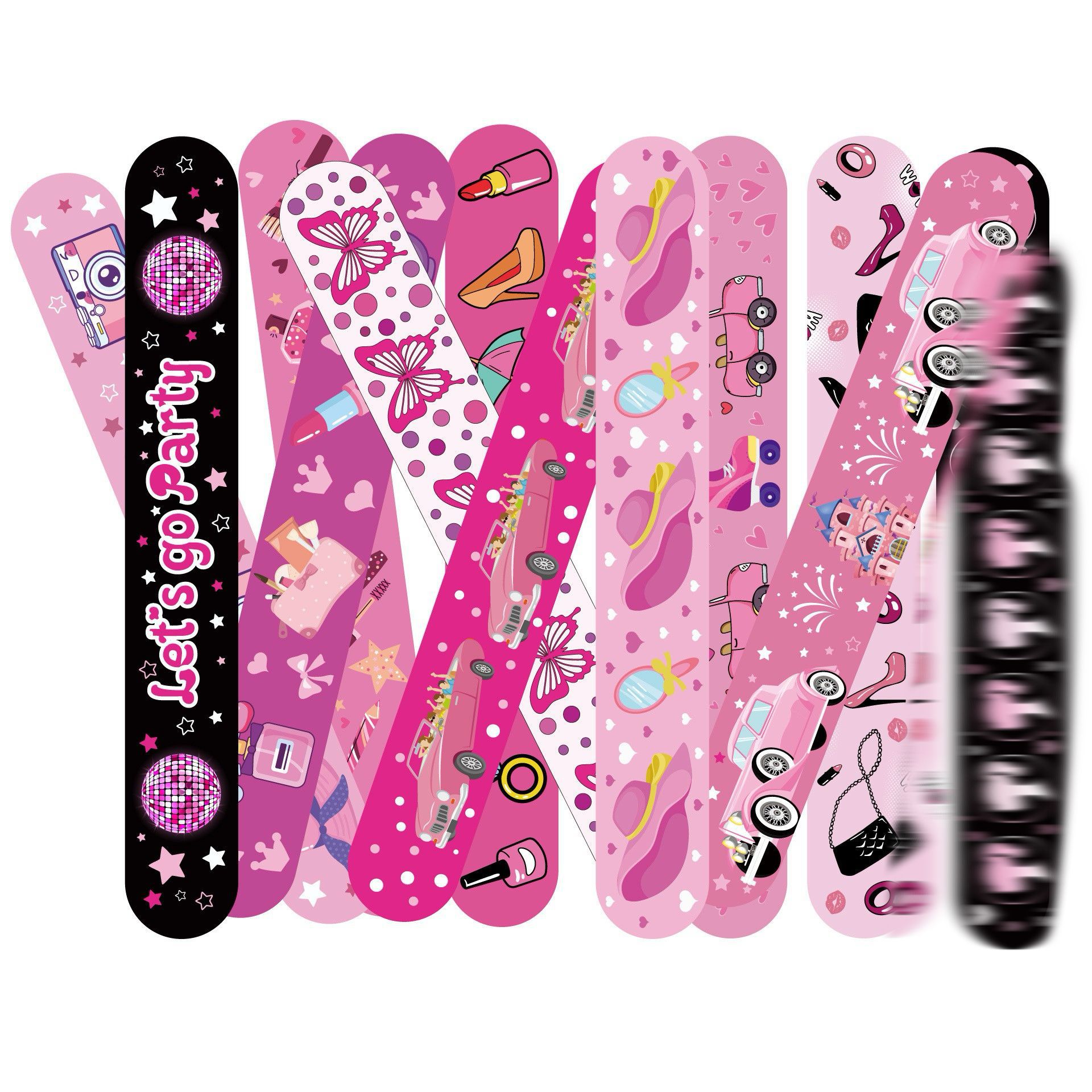 Nuevo cross-border rosa tema de la chica de la pulsera de la banda de dibujos animados de la pulsera de decoración de la fiesta rosa