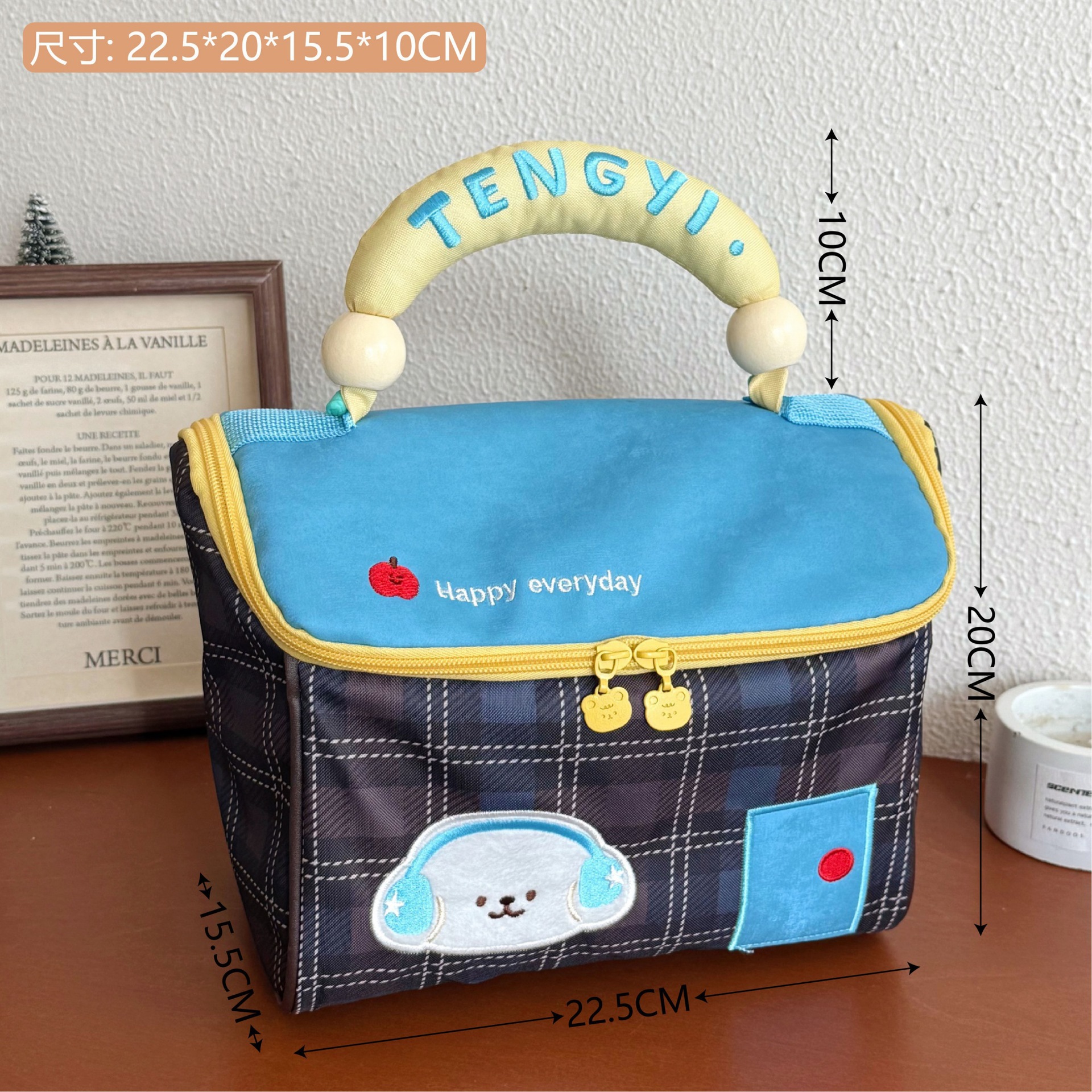 Tengyi original lindo chalet bolsa de maquillaje con regalo de mano bolsa de almacenamiento de gran capacidad bolsa de almuerzo de preservación de calor bolsa de mano