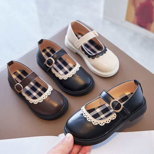 Baby girl princess shoes, fashionable children's shoes,  spring new style Mary Jane flat leather shoes, girls' single shoes