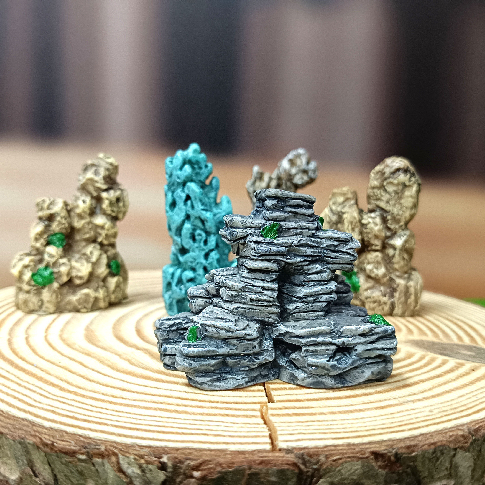 Escenografía de pecera explosiva, decoración del hogar, estilo chino sólido, decoración de acuario de 5 estilos, mini rocalla de simulación de resina