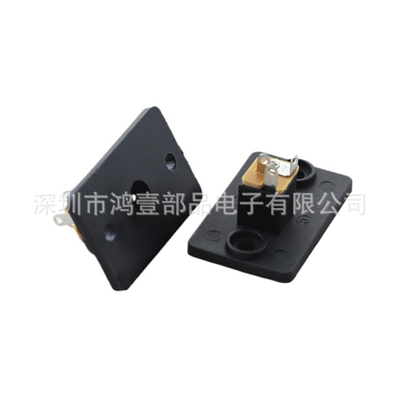 深圳鸿壹厂家供应DC电源座 3脚插件带螺丝孔面板插座直流 DC-019A