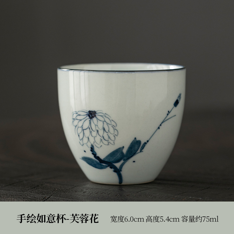 손으로 그린 루이 컵.히비스커스 꽃 1