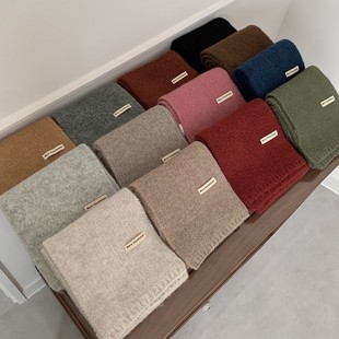 Running volume ~ Korean version of the new solid color wool blended Joker scarf warm scarf autumn and winter thickened knitted