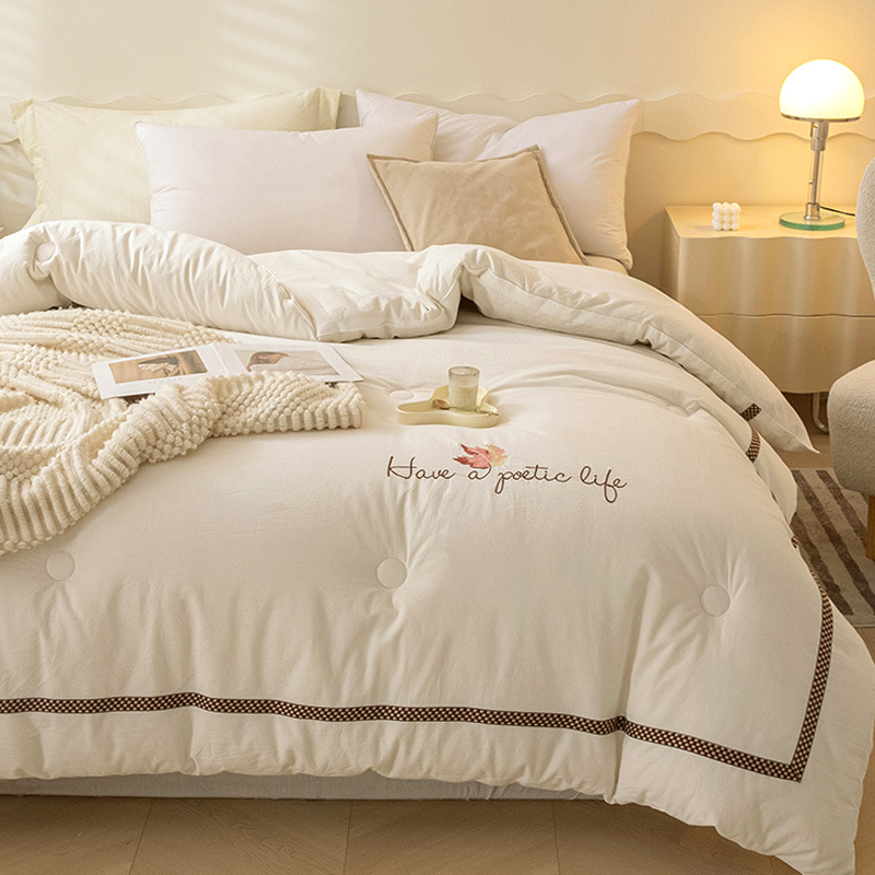 A類加厚純色大豆被四季棉保暖秋冬被芯水洗棉繡花被褥子墊被