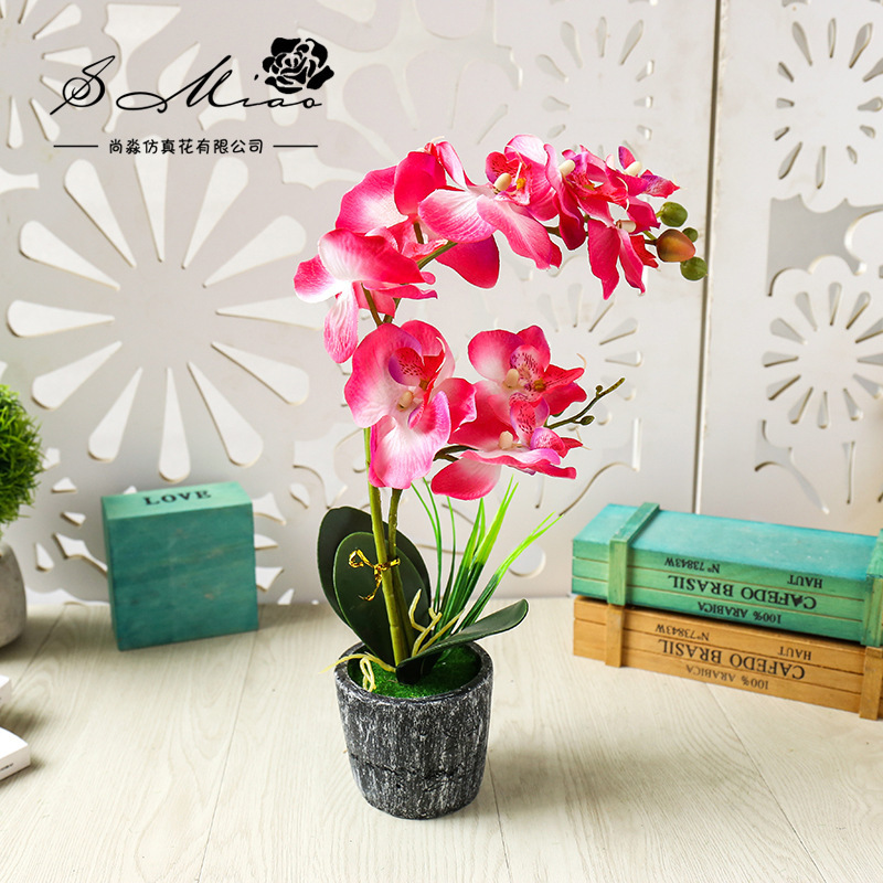 Orquídea de mariposa impresa de serigrafía floral orquídea de mariposa imitación de flores bonsai decoración de sala de estar decoración de escritorio interior decoración de casa maceta artificial image 3