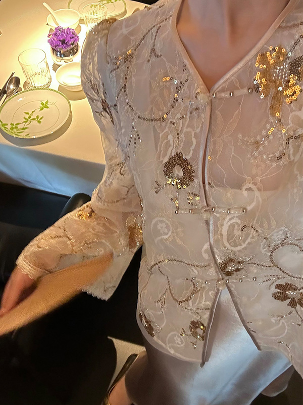 新中式国风秋季时尚轻奢重工珠绣外套纯色背心连衣裙套装女 N8067|undefined