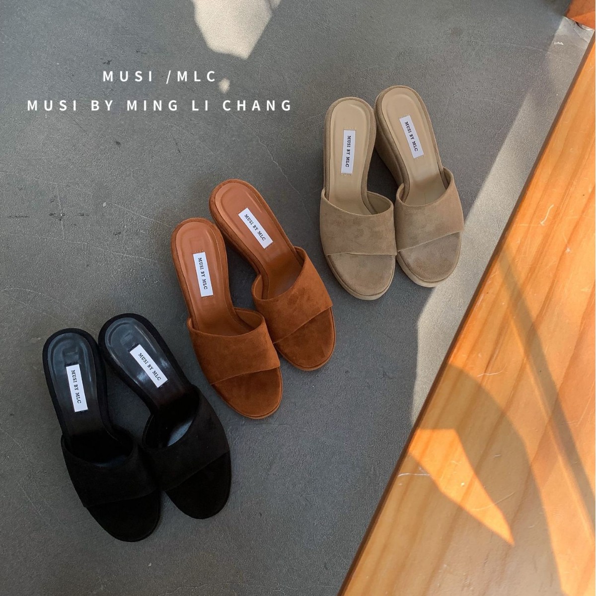Women's slippers platform wedge heel