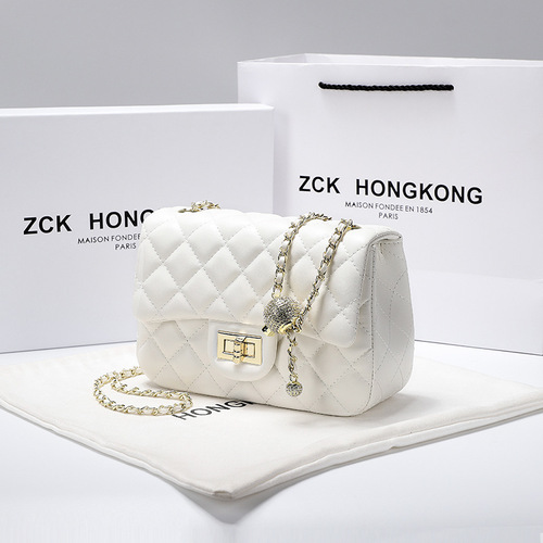 Hong Kong Duty-Free Women's Handbags  New Replica Chanel Style Diamond Chain Strap Bag Shoulder and Crossbody Bag Gold Ball Bag