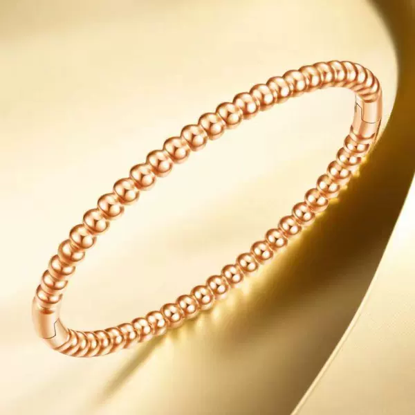 Golden round beads, bracelet, pink gold