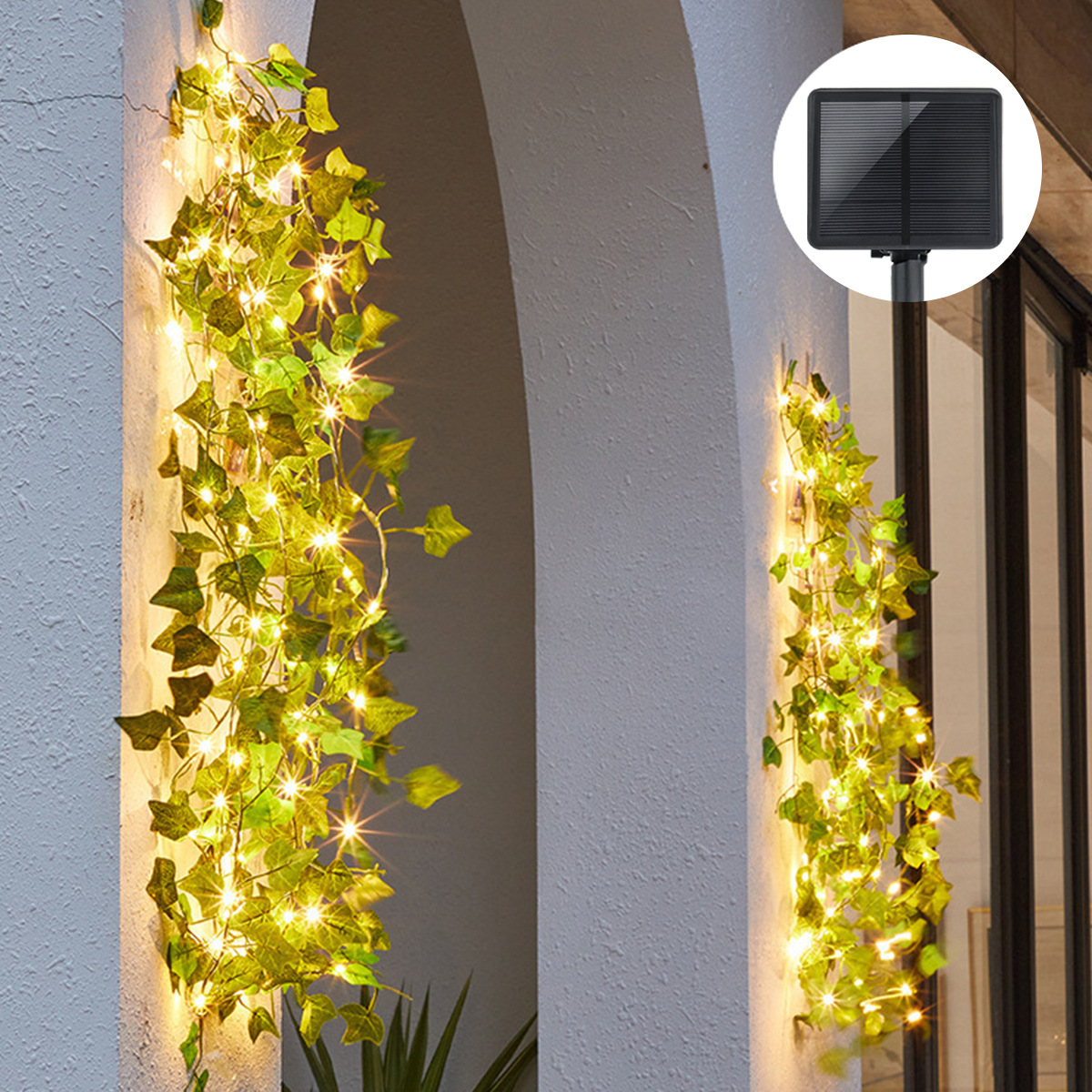 Guirnalda solar de ratán, exterior, decoración