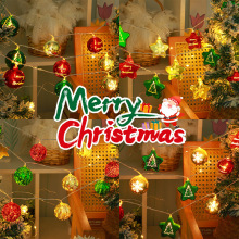 LED圣诞星星灯串橱窗房间布置满天星电镀球挂件节日氛围装饰彩灯