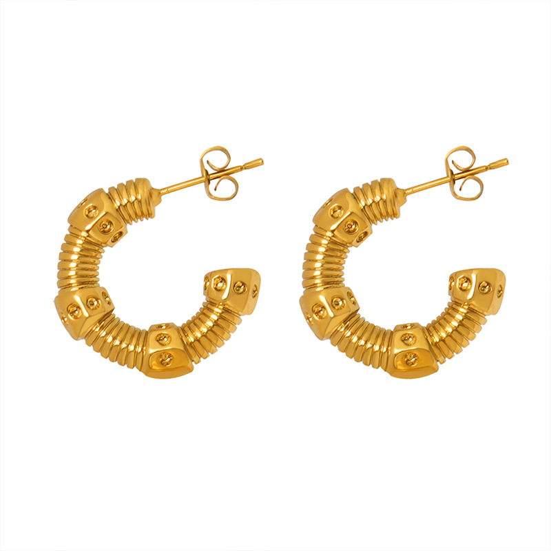 Sugar Cube Niche Temperament Personality Screw Titanium Steel Material Versatile Popular Earrings Girlfriends Earrings Accessories_voghion.com